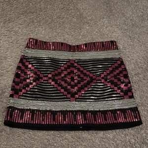 Forever 21 Black and Pink Sequin Mini Skirt size Small